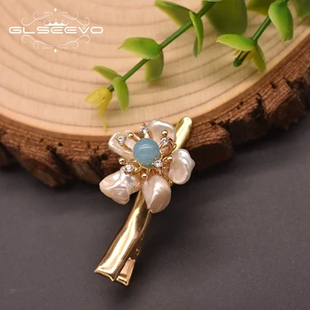 GLSEEVO Natūralūs Gėlo vandens Baroko Perlas Staigius Mergaitėms Akvamarinas bižuterijos Originalaus Dizaino Rankų darbo Kinijos GH0024A