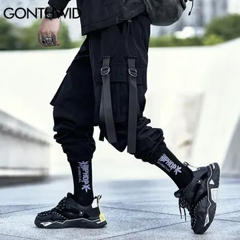 GONTHWID Krovinių Haremas Poilsiu Kelnes Streetwear Hip-Hop Atsitiktinis Multi-Kišenės, Juostos Kelnės Vyriškos Mados Harajuku Gatvėje Kelnės