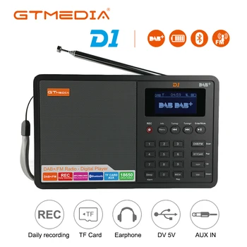 GTMEDIA D1 Geriamojo Skaitmeninio Radijo DAB DAB+ FM RDS Radijo LCD Ekranas 