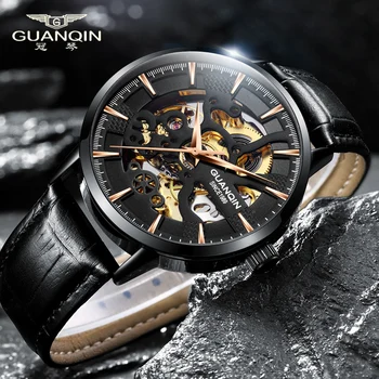 GUANQIN2020 naujų laikrodžių vyrų skeletas automatinis mechaninis laikrodis aukso skeletas retro vyriški žiūrėti vyriški žiūrėti top brand prabanga