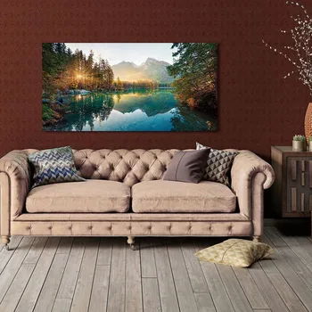 Gamtos Kraštovaizdžio Saulės Forest Lake Šiuolaikinės Plakatus Spausdina Drobės Tapybos paveikslų Gyvenimo Miegamojo Sienos Meno Namų Dekoro