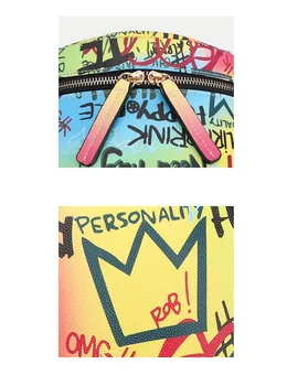 Garsaus Prekės ženklo Grafiti Kuprinė Moterims Aukštos Kokybės Prabangių Dizainerio Didelės Talpos Vaivorykštė Spalvinga galinis Krepšys 