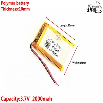 Geras Qulity 3.7 V,2000mAH 103450 Polimeras ličio jonų / Li-ion baterija tablet pc BANKAS,GPS,mp3,mp4