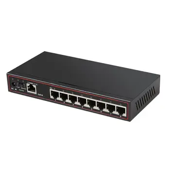 Gigabit Ethernet Switch 1+8 Prievadų Ethernet Desktop Splitter Plug and Play Ventiliatoriaus