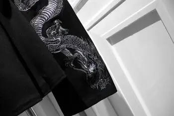 Gotikos Dragon Siuvinėjimo moteriški marškinėliai ilgomis Rankovėmis Punk Palaidinukė Prarasti Trumpas Seksuali Mergina Sutraiškyti T-shirts