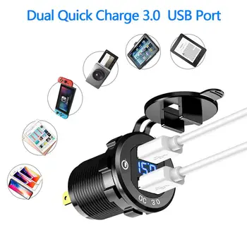 Greitai Įkrauti 3.0 Dual USB Įkroviklis Socket12V-24V Automobilinis Kroviklis 5V 3.4 Produkcija Su LED Šviesos Maitinimo Adapteris