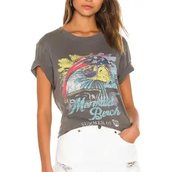 Gypsylady Rock & Roll vintage Black T-Shirt Naują Atvykimo marškinėliai moterims medvilnės grafinis spausdinti trumpomis rankovėmis vasarą tee moterims topai
