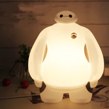 Gyvūnų Didelis Animacinių filmų Herojus 6 LED, Naktinio Šviesos BayMax Šviesos Šiltai Balta Vaikų Dovanų Miegamasis Namų Dekoro Apšvietimo Stalo Lempa