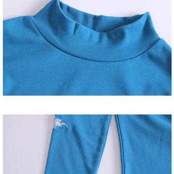 Gėlių Siuvinėjimas, Marškinėliai Moterims Ilgomis Rankovėmis Viršūnes 2020 M. Rudens Žiemos Medvilnės Korėjiečių Drabužius T-Shirt Moteris Marškinėlius Tee Marškinėliai Femme
