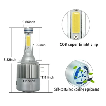 H1 H4 H15, LED Lemputes, 72W 8000LM Automobilio Žibintų Šviesas Dienos metu naudojamos Šviesos 