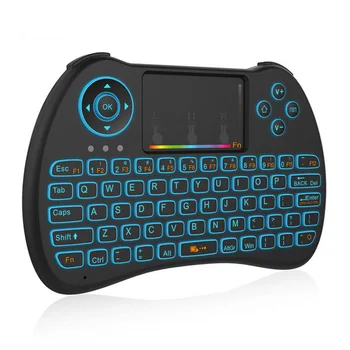 H9 Apšvietimu Mini Keyboard 2,4 GHz Belaidžio ryšio Žaidimas Skristi Oro Pelė su RGB Vaivorykštė Led Backlight Touchpad, skirta 