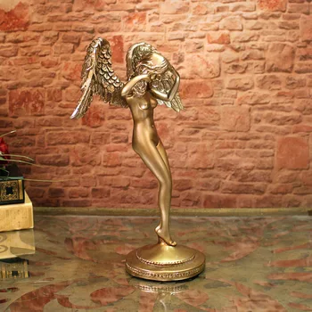 [HHT] Kūrybinės Little Angel Girl Skulptūra Namų Dekoro Priedai TV Kabineto Baldai Dervos Amatų Vestuvių Dovana