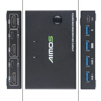 HOT-4K USB HDMI KVM Switch Box Vaizdo Ekranas USB Jungiklis Splitter 2 VNT Bendrinimo Klaviatūrą, Pelę, Spausdintuvą Prijungti ir Paly