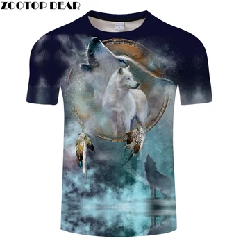 Harajuku marškinėlius Vyrų marškinėliai 3D Vilkas T-shirt Streatwear Tee Trumpas Rankovės Viršuje Vasaros Camiseta Žiemos Vilkas Spausdinti DropshipZOOTOPBEAR