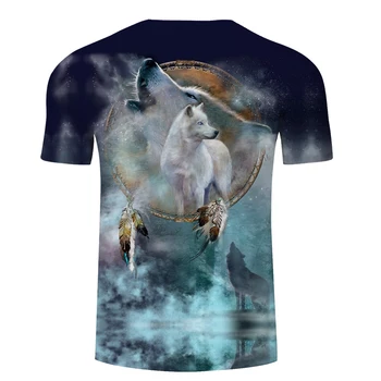 Harajuku marškinėlius Vyrų marškinėliai 3D Vilkas T-shirt Streatwear Tee Trumpas Rankovės Viršuje Vasaros Camiseta Žiemos Vilkas Spausdinti DropshipZOOTOPBEAR