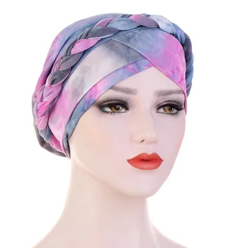 Helisopus Afrikos Stiliaus tie Dažai Spausdinimas Turbaną Šalikas Moterims Musulmonų Vėžio Chemo Arabų Galvos Wrap Naujas Pintas Skarelės galvos Apdangalai