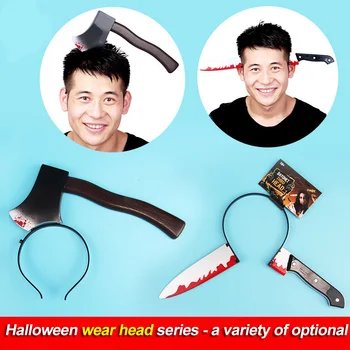 Helovinas rekvizitai keista, juokinga teroristų sudėtinga rekvizitai dėvėti galvos kirvis nagų apgauti