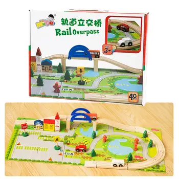 Hobbylane Vaikams, Mediniai Traukinio Bėgių Kelio Viaduko Žaislas Išardymas Žaislas