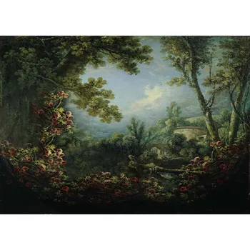 Horizontalus vinilo audiniu rokoko stiliaus gėlių miško fotografijos backdrops vestuvių naujagimio foto studija, portreto fonas