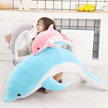 Huggable didelis pliušinis delfinų žaislai įdaryti jūros gyvūnų mielas mergaitės lėlės kūdikio miego pagalvės, kalėdų, gimtadienio dovana vaikams