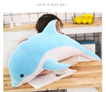 Huggable didelis pliušinis delfinų žaislai įdaryti jūros gyvūnų mielas mergaitės lėlės kūdikio miego pagalvės, kalėdų, gimtadienio dovana vaikams