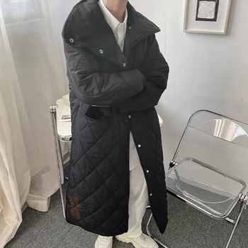 IEFB Vyrų Juoda Ilgai Medvilnė Paminkštinimas Drabužiai Vyrams 2020 Naujas Japonų Dizaino Streetwear Mados Juoda Mygtuką, Padalinti Žiemos Paltai