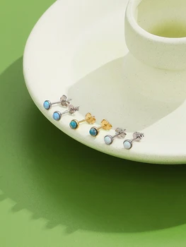 INALIS 925 Sterlingas Sidabro Fire Opal Stud Auskarai Moterims, Elegantiškas Mažas 3 Spalvos Earing Jubiliejų Fine Jewelry Dovanų Pardavimas
