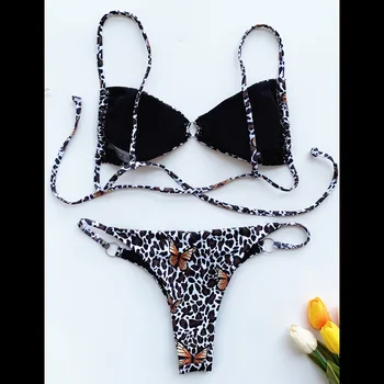 INGAGA Leopard Bikini 2021 maudymosi kostiumėlį Push Up maudymosi Kostiumėliai Moterims, Diržas Aukštos Sumažinti Besimaudančių Maudymosi Kostiumai Vasaros Dirželis Paplūdimio Drabužiai