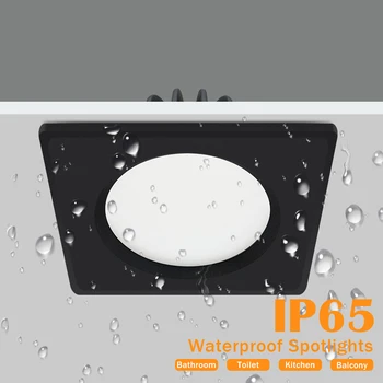 IP65 Led Juodos spalvos Lubų Lempa Vandeniui Downlight Nišoje Šviesos Aikštėje Led Spot Apšvietimas, Vonios kambarys, Tualetas Kambarį Fojė