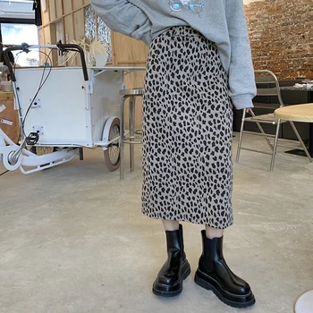 Ilgai Leopard Sijonas Moterims Aukšto Juosmens Dizaino Atgal Padalinta Paketo Klubo Sijonai Jupe