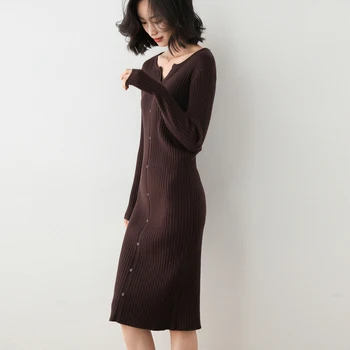 Ilgas megztinis suknelė moterų žiemos pagrindinio megztiniai mados kelio ilgis priklauso puloveriai, megzti ponios atsitiktinis viršūnes megztiniai