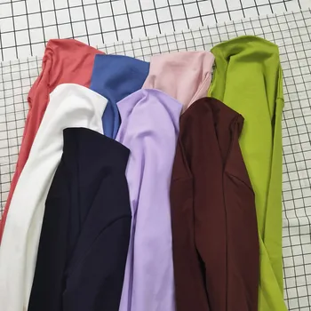 Ilgomis Rankovėmis marškinėliai Moterims Pagrindinio Puloveriai Rudenį, Pavasarį 2021 Kietas Atsitiktinis Moterų Golfo Medvilnės marškinėliai moteriški Drabužiai