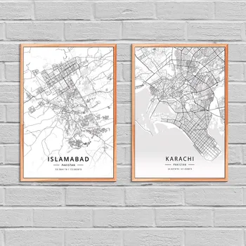 Islamabadas Karačis (Pakistanas Žemėlapis Plakatas