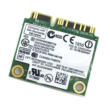Išplėstinė-N Intel 6200 622ANHMW dviejų dažnių (2.4 GHz ir 5 GHz) 2x2 MINI PCI-E 300Mbps kortelės
