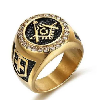 Išskleidžiamajame Laivo Dydis 7~15 Cool Aukso Krištolo Akmenimis Žiedas 316L Nerūdijančio Plieno Papuošalai Kryžiaus Dviratininkas Žiedas