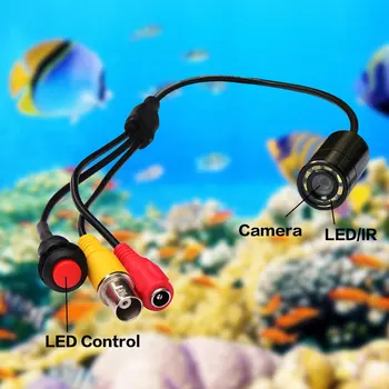 Ištraukiamas laidas IP68 520TVL 8pcs lempos mažas povandeninis žvejyba vaizdo kameros, mini vaizdo nutekėjimo kaminas tikrinimo kamera