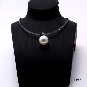 JYX Naujas Fashional shell perlų vėrinį juoda apykakle su šviečia kristalų 16-20mm blingbling karoliai 18