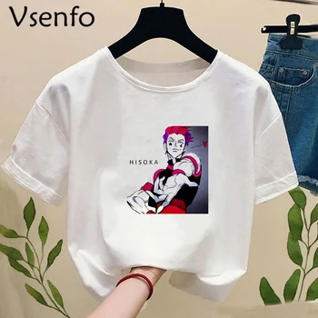Janpanese Anime Sisso Hisoka T-shirt Moterims, Atsitiktinis Animacinių filmų T-shirts Moterų, Mergaičių Camiseta Mujer Vasaros Balti Marškinėliai, Plius Dydis