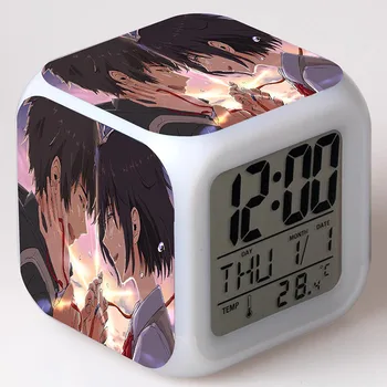 Japonijoje Manga Jūsų Vardas Veiksmų Skaičiai LED Laikrodis-Žadintuvas Spalvinga Flash Naktį Šviesos Anime TV Statulėlės, Žaislai mergaitėms
