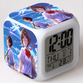 Japonijoje Manga Jūsų Vardas Veiksmų Skaičiai LED Laikrodis-Žadintuvas Spalvinga Flash Naktį Šviesos Anime TV Statulėlės, Žaislai mergaitėms