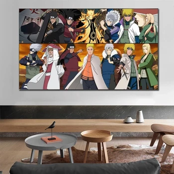 Japonijos Anime Naruto Visi Hokages Didelis Dydis Animacinių Filmų, Plakatų Ir Grafikos Drobė Sienos Meno Tapybos Ant Namų Dekoro Nuotraukos Kambarį