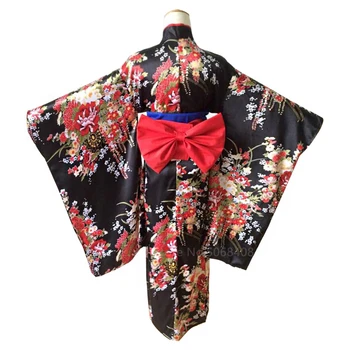 Japonijos Tradicinių Kimono Suknelę Anime Pragarą Mergina Cosplay Kostiumų Obi Haori Derliaus Gėlių Skraiste Etape Išgalvotas Dėvėti Helovinas Tamsus