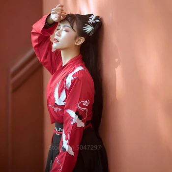 Japonijos Vyrų Samurajus Kostiumo Kimono Megztinis Derliaus Krano Siuvinėjimo Moteris Senovės Suknelė Yukata Cosplay Haori Drabužių Šalis