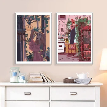 Japonų Animacinių filmų Anime Mergina Violetinė Stiliaus Apraišką Sienų Paveikslai Tapyba Plakatų ir grafikos Meno Eilėje Miegamasis Lounge Unikalių Dekoro