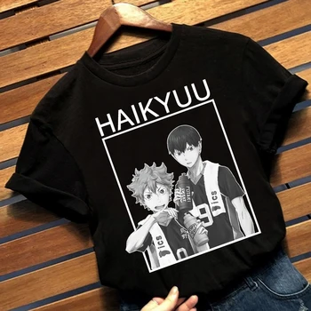 Japonų Anime Haikyuu Hinata ir Kageyama Spausdinti Vyrų/moterų Trumpas Rankovėmis marškinėliai Harajuku Streetswear Viršūnes Unisex