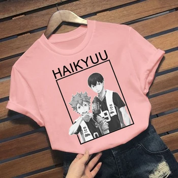 Japonų Anime Haikyuu Hinata ir Kageyama Spausdinti Vyrų/moterų Trumpas Rankovėmis marškinėliai Harajuku Streetswear Viršūnes Unisex