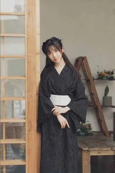 Japonų Tradicinis Moterų Yukata Juodaodžius Vyrus, Kariai Kimono Halloween&Cosplay Kostiumų Derliaus Ilgas Apdaras Etape Parodyti Drabužiai
