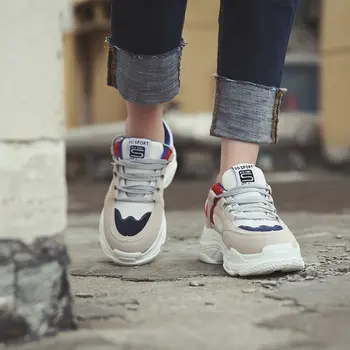 Jookrrix 2019 m. Pavasarį Nauja Mergina Mados Prekės ženklo Panele Balta Batų Moterims Laisvalaikio Sneaker Platforma Batų Jaunimo Butai Cross-surišti Visus Rungtynės