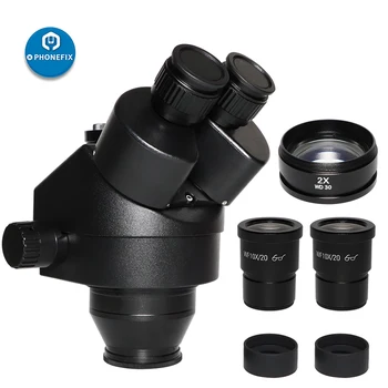 Juoda 7X-45X 3,5 X-90X Pramonės vienu metu-Židinio Trinokulinis Zoom Stereo Mikroskopas, Galvos + 0,5 x 2.0 x Papildomas Objektyvas Telefonu Remontas