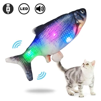 Juokingi Kačių Žaislas Augintiniui Spalvinga LED Šviesos Elektros Modeliavimas Žuvų Žaislas, Skirtas Cat Kitten Interaktyvūs Žaislai Su Muzika Ir Besisukančia Uodega Naujas